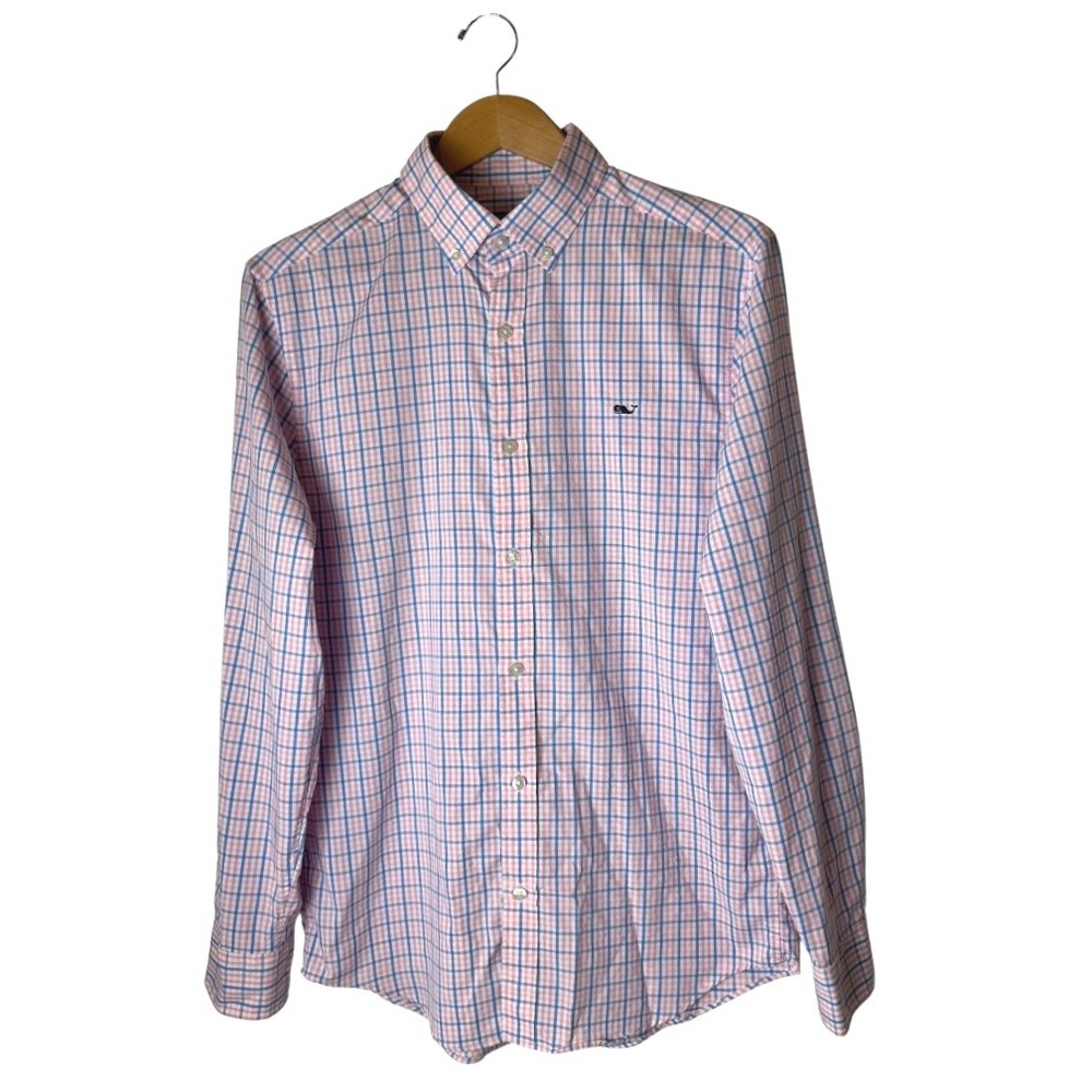 Vineyard‎ Vines Shirt Men Small Pink Blue Plaid Button Down Long Sleeve Preppy